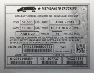 金属照片卡车车辆识别标牌