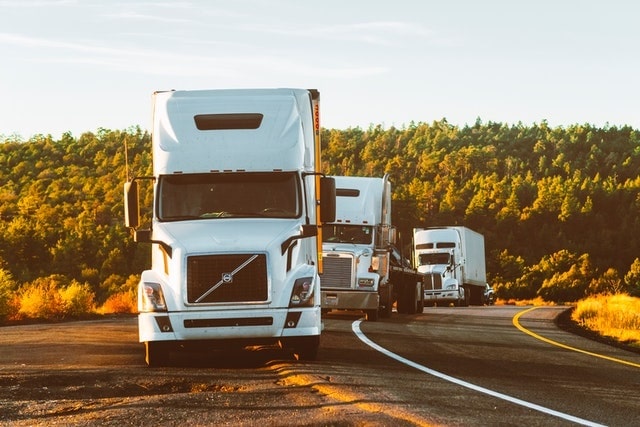 Trucking fleet on the highway